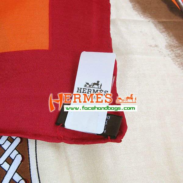 Hermes 100% Silk Square Scarf Orange HESISS 130 x 130 - Click Image to Close
